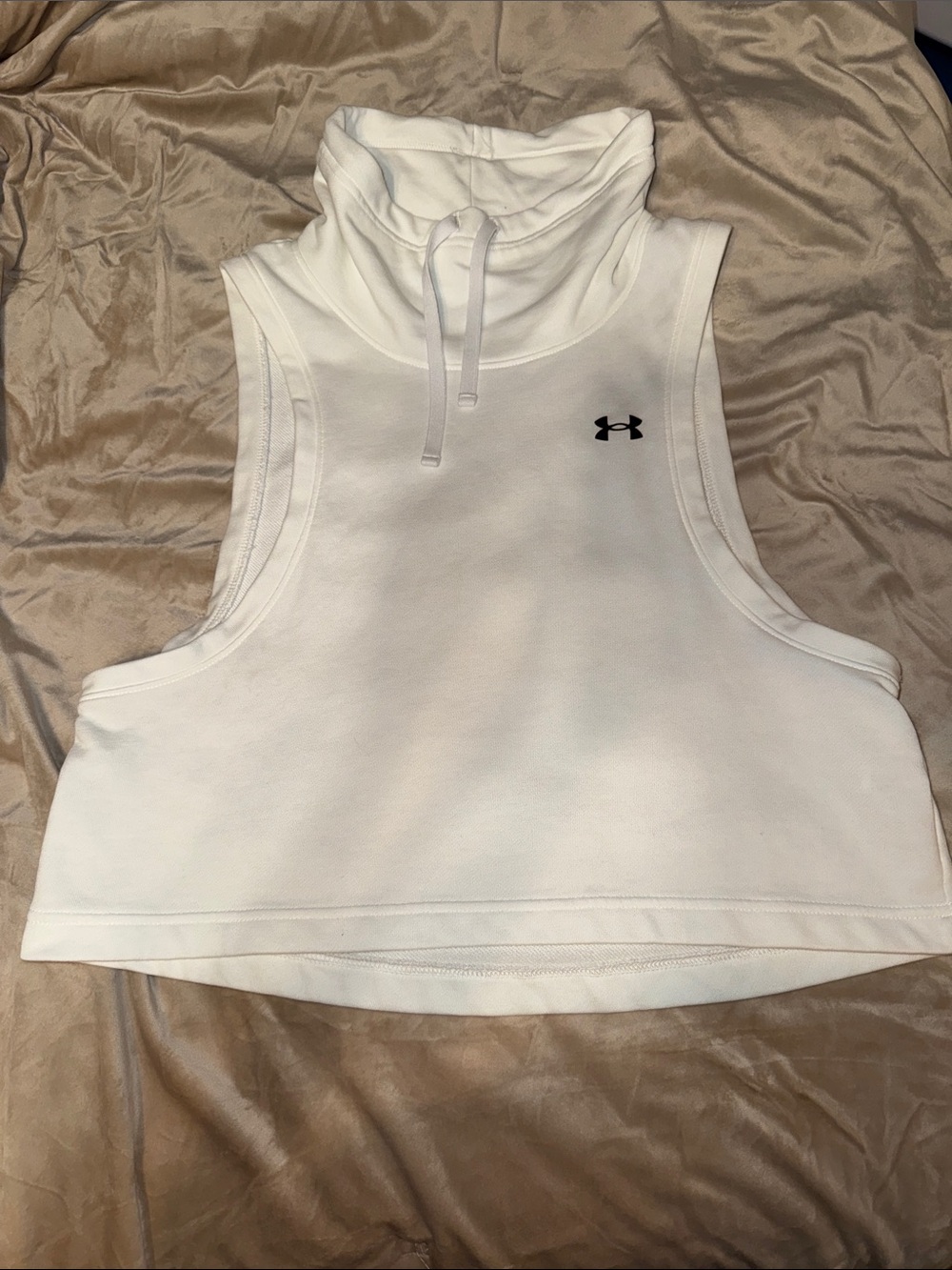Under Armour White Cropped Sleeveless Hoodie Tank Top